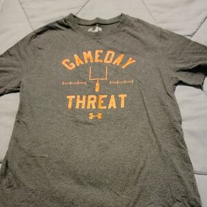 Under Armour Charcoal Tee with Vibrant Orange Design